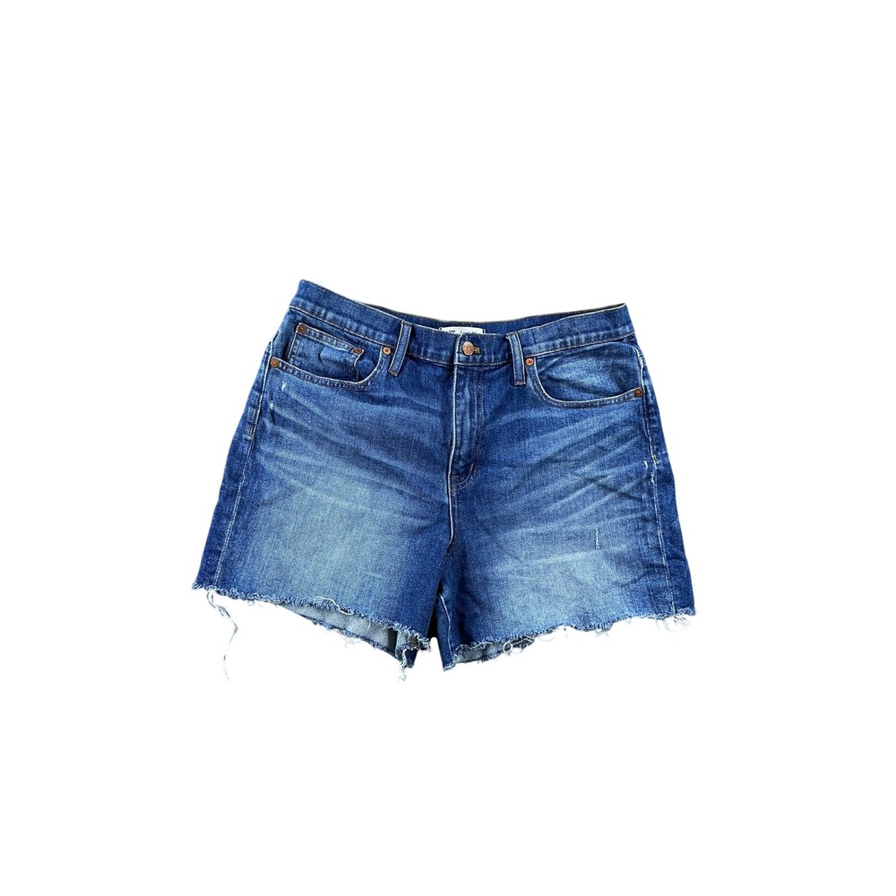 Madewell High-Rise Denim Shorts Medium Wash Raw Hem Size 31 RN77388